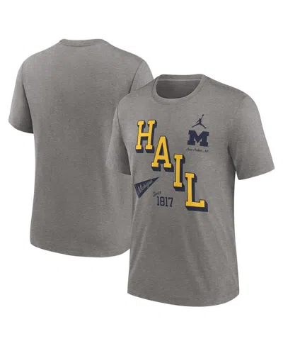 Jordan Men's Heather Gray Michigan Wolverines Blitz Roll Call Tri-blend T-shirt