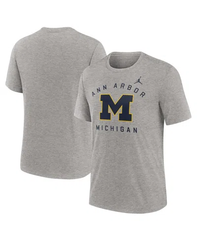 Jordan Men's Heather Gray Michigan Wolverines Campus Primary Location Tri-blend T-shirt