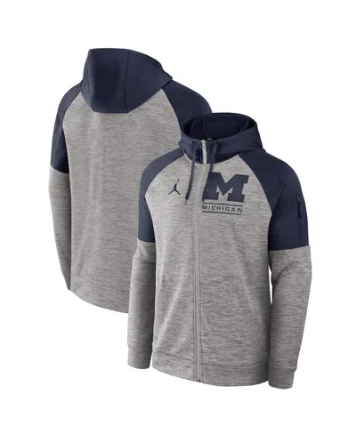 Jordan Men's Heather Gray Michigan Wolverines Fitness Raglan Performance Full-zip Hoodie