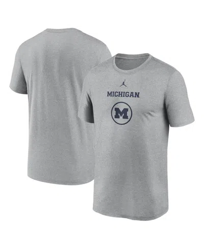 Jordan Men's Heather Gray Michigan Wolverines On-court Basketball Legend Practice Performance T-shirt
