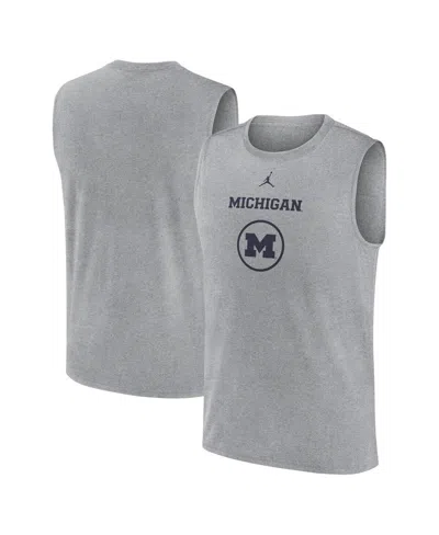 Jordan Men's Heather Gray Michigan Wolverines On-court Basketball Practice Legend Sleeveless T-shirt