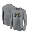 Jordan Men's Heather Gray Michigan Wolverines Prime Timeprimary Legend Long Sleeve T-shirt In Heather Gray
