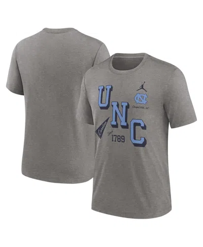 Jordan Men's Heather Gray North Carolina Tar Heels Blitz Roll Call Tri-blend T-shirt