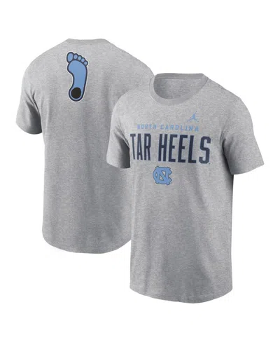 Jordan Men's Heather Gray North Carolina Tar Heels Campus 2-hit Primary Mascot T-shirt