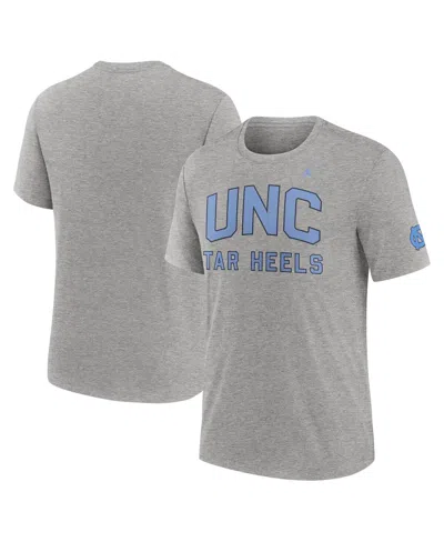 JORDAN MEN'S HEATHER GRAY NORTH CAROLINA TAR HEELS CAMPUS COLLEGIATE BLOCK TRI-BLEND T-SHIRT