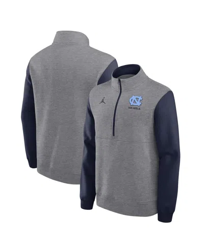 Jordan Men's Heather Gray North Carolina Tar Heels Club Fleece Half-zip Pullover Sweatshirt