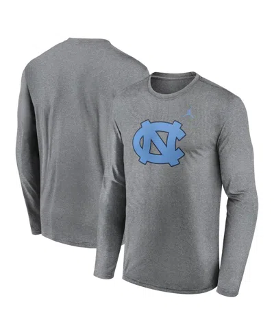 Jordan Men's Heather Gray North Carolina Tar Heels Primetime Primary Legend Long Sleeve T-shirt