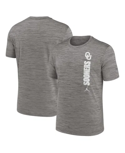 Jordan Men's Heather Gray Oklahoma Sooners 2024 Sideline Velocity Performance T-shirt