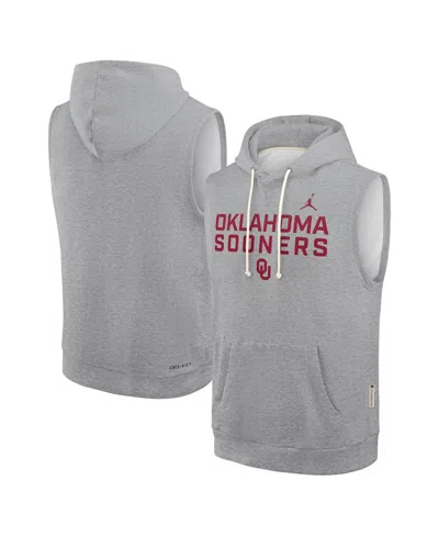 Jordan Kids' Men's Heather Gray Oklahoma Sooners 2025 Sideline Performance Sleeveless Pullover Hoodie