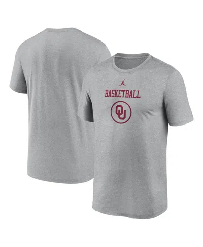 Jordan Men's Heather Gray Oklahoma Sooners On-court Basketball Legend Practice Performance T-shirt