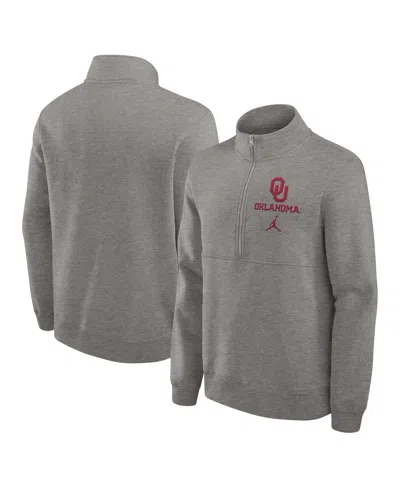 Jordan Men's Heather Gray Oklahoma Sooners Primetime Club Half-zip Sweatshirt
