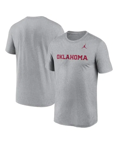 Jordan Men's Heather Gray Oklahoma Sooners Primetime Legend Wordmark T-shirt
