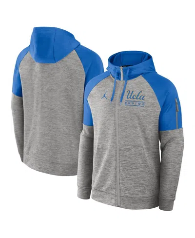 Jordan Men's Heather Gray Ucla Bruins Fitness Raglan Performance Full-zip Hoodie