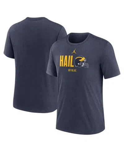 Jordan Men's Heather Navy Michigan Wolverines Campus Football Slogan Tri-blend T-shirt