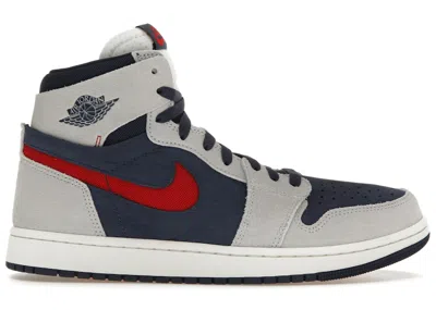 Pre-owned Jordan Men's  1 High Zoom Air Cmft 2 Olympic Sneakers In Midnight Navy Blue/varsity Red/neutral Grey