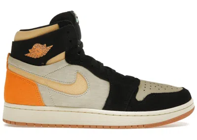 Pre-owned Jordan Men's  1 High Zoom Air Cmft 2 Vivid Orange Sneakers In Muslin/celestial Gold/black