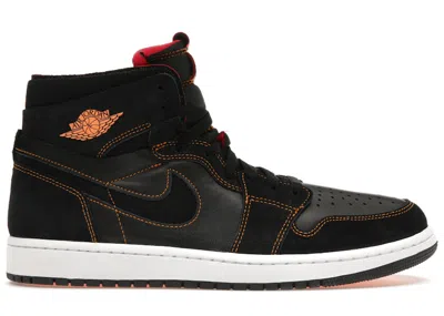 Pre-owned Jordan Men's  1 High Zoom Air Cmft Sneakers In Black/citrus/fire Red