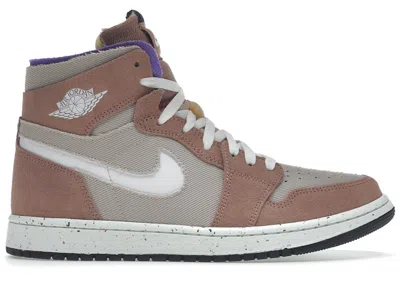 Pre-owned Jordan Men's  1 High Zoom Air Cmft Sneakers In Fossil Stone/fossil Rose/psychic Purple In Multi