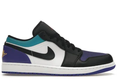 Pre-owned Jordan Men's  1 Low Aqua Sneakers In White/court Purple/tropical Twist In Multi