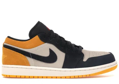 Pre-owned Jordan Men's  1 Low Black Sneakers In Sail/gym Red/university Gold