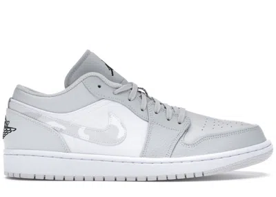 Pre-owned Jordan Men's  1 Low Camo Sneakers In White/black/neutral Grey