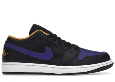 Pre-owned Jordan Men's  1 Low Dark Concord Sneakers In Black/purple/yellow