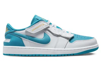 Pre-owned Jordan Men's  1 Low Flyease Sneakers In White/aquatone/celestial Gold In Multi