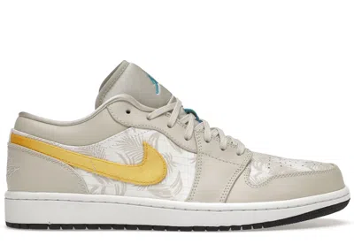 Pre-owned Jordan Men's  1 Low Palm Tree Sneakers In Light Orewood Brown/amarillo/white In Multi