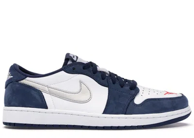 Pre-owned Jordan Men's  1 Low Sb Sneakers In Midnight Navy Blue/white/ember Glow
