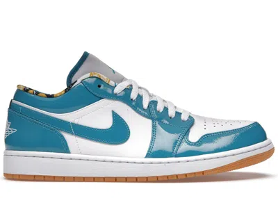 Pre-owned Jordan Men's  1 Low Se Barcelona Sneakers In Cyber Teal/white