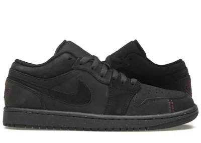 Pre-owned Jordan Men's  1 Low Se Craft Sneakers In Dark Smoke Grey/varsity Red/black