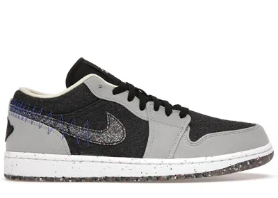 Pre-owned Jordan Men's  1 Low Se Crater Black Grey Sneakers In Light Smoke Grey In Gray
