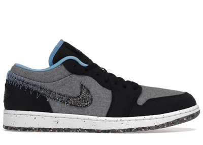 Pre-owned Jordan Men's  1 Low Se Crater Sneakers In Grey/black/university Blue
