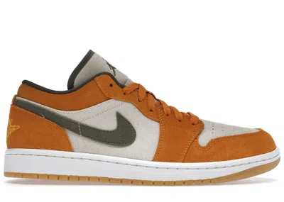 Pre-owned Jordan Men's  1 Low Se Light Curry Sneakers In Orange/olive/sail