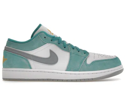 Pre-owned Jordan Men's  1 Low Se Sneakers In New Emerald/white/light Steel Grey In Multi