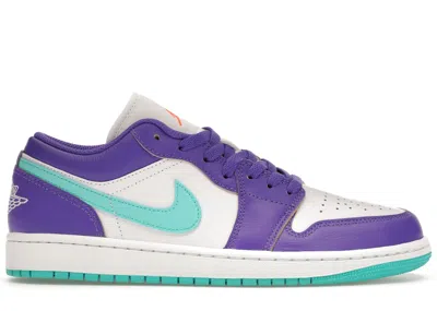 Pre-owned Jordan Men's  1 Low Se Sneakers In Psychic Purple/hyper Jade/white In Multi