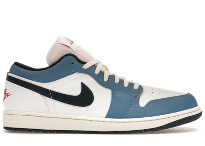 Pre-owned Jordan Men's  1 Low Se Sneakers In White/armory Navy Blue/aegean Storm