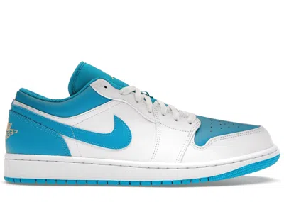 Pre-owned Jordan Men's  1 Low Sneakers In Aquatone/celestial Gold/white