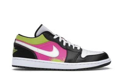 Pre-owned Jordan Men's  1 Low Sneakers In Black/active Fuchsia/cyber