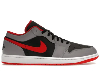Pre-owned Jordan Men's  1 Low Sneakers In Black/light Smoke Grey/gym Red In Multi