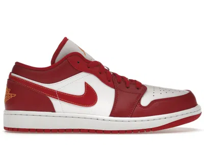 Pre-owned Jordan Men's  1 Low Sneakers In Cardinal Red/white/light Curry In Multi