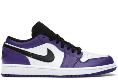 Pre-owned Jordan Men's  1 Low Sneakers In Court Purple/black/white