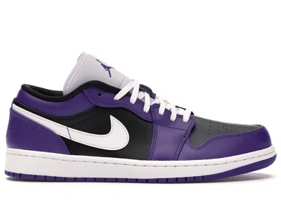 Pre-owned Jordan Men's  1 Low Sneakers In Court Purple/black/white In Multi