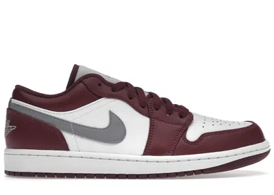 Pre-owned Jordan Men's  1 Low Sneakers In White/bordeaux/grey