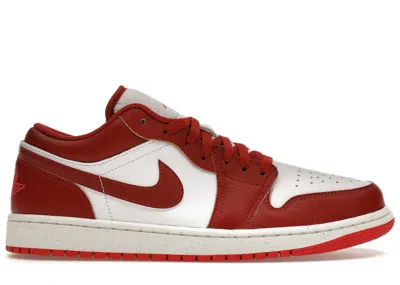 Pre-owned Jordan Men's  1 Low Sneakers In White/dune Red/lobster In Multi