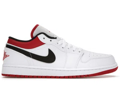 Pre-owned Jordan Men's  1 Low Sneakers In White/university Red/black