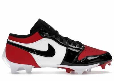 Pre-owned Jordan Men's  1 Low Td Cleat Patent Bred Toe Sneakers In Gym Red/white/black In Multi