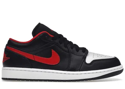 Pre-owned Jordan Men's  1 Low Toe Sneakers In Black/fire Red/white