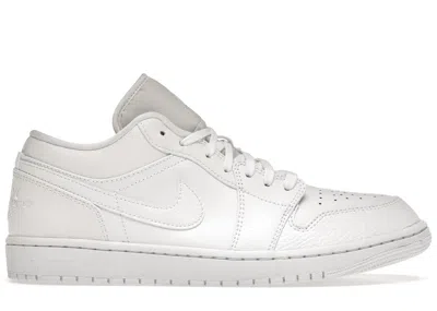 Pre-owned Jordan Men's  1 Low Triple Tumbled Leather Sneakers In White
