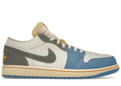 Pre-owned Jordan Men's  1 Low Vintage Unc Sneakers In White/university Blue/grey